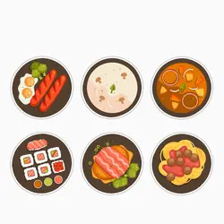 استیکر لپ تاپ و موبایل بووم طرح غذاهای معروف کد MM107 مجموعه 6 عددی