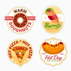 استیکر لپ تاپ و موبایل بووم طرح لیبل خوراکی مدل Food کد MD12 مجموعه 4 عددی