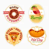 استیکر لپ تاپ و موبایل بووم طرح لیبل خوراکی مدل Food کد MD12 مجموعه 4 عددی