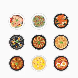 استیکر لپ تاپ و موبایل بووم طرح غذای فرانسوی کد MM116 مجموعه 9 عددی