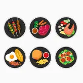 استیکر لپ تاپ و موبایل بووم طرح کباب سیخی کد MM123 مجموعه 6 عددی