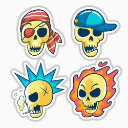 استیکر لپ تاپ و موبایل بووم طرح اسکلت کد MR68 مجموعه 4 عددی