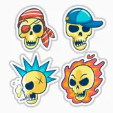 استیکر لپ تاپ و موبایل بووم طرح اسکلت کد MR68 مجموعه 4 عددی