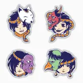 استیکر لپ تاپ و موبایل بووم طرح ژاپنی مدل نقاب کد MM50 مجموعه 4 عددی