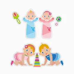 استیکر لپ تاپ و موبایل بووم طرح نوزاد کد MR187 مجموعه 4 عددی