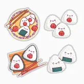 استیکر لپ تاپ و موبایل بووم طرح غذای ژاپنی مدل Onigir کد MR89 مجموعه 4 عددی