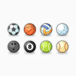 استیکر لپ تاپ و موبایل بووم طرح توپ کد MR149 مجموعه 8 عددی