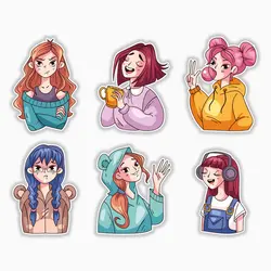 استیکر لپ تاپ و موبایل بووم طرح دخترونه مدل Mood کد MM62 مجموعه 6 عددی
