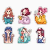 استیکر لپ تاپ و موبایل بووم طرح دخترونه مدل Mood کد MM62 مجموعه 6 عددی