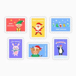 استیکر لپ تاپ و موبایل بووم طرح تمبر کریسمس کد MD23 مجموعه 6 عددی