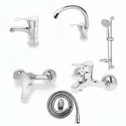 ست شیرآلات 6 تکه مدل لاله کروم با علم یونیکا