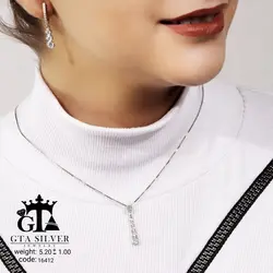 نیم ست نقره زنانه طرح تنیسی مدل طلا سفید کد 16412