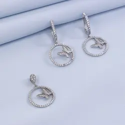 نیم ست پروانه ای نقره عیار 925 طرح طلا سفید کد 16370