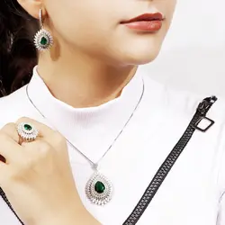 نیم ست نقره زنانه طرح سلطنتی و جواهری درشت کد 3115