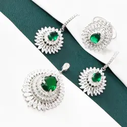 نیم ست نقره زنانه طرح سلطنتی و جواهری درشت کد 3115