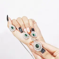 نیم ست نقره زنانه طرح سلطنتی و جواهری درشت کد 3115