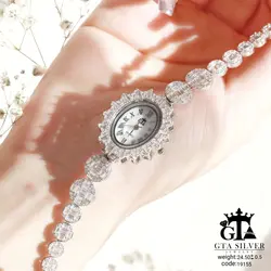 ساعت مچی زنانه نقره طرح طلا سفید عیار 925 کد 19155