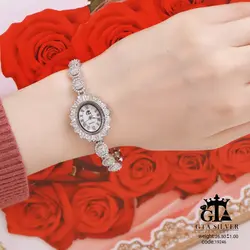 ساعت نقره اصل زنانه مدل امرالد بیضی عیار 925 کد 19246