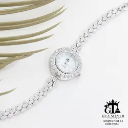 ساعت جواهر با نگین ای الماس تراش زیرکونیا نقره عیار 925 کد 19054