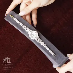 ساعت طرح جواهر نقره با روکش طلا سفید زنانه کد 19119
