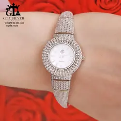 ساعت مچی آنالوگ زنانه نقره با روکش طلا سفید کد 19245