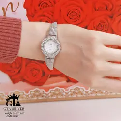 ساعت مچی آنالوگ زنانه نقره با روکش طلا سفید کد 19245