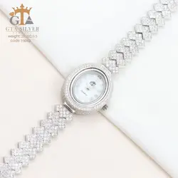 ساعت نقره طرح پرنس با روکش طلا سفید عیار 925 کد 19062