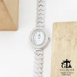 ساعت نقره طرح پرنس با روکش طلا سفید عیار 925 کد 19062