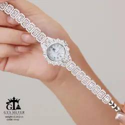 ساعت امرالدکات نقره عیار 925 با روکش طلا سفید کد 19162