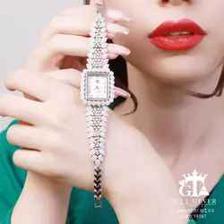 ساعت نقره زنانه طرح جواهربازار مشهد مجلسی عیار 925 کد 19161