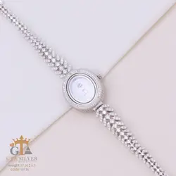 ساعت نقره کوارتز طرح طلا و جواهر عیار 925 کد 19176