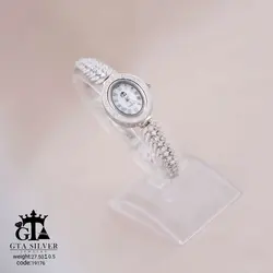 ساعت نقره کوارتز طرح طلا و جواهر عیار 925 کد 19176