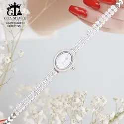 ساعت زنانه نقره ای نگین دار با روکش طلا عیار 925 کد 19125