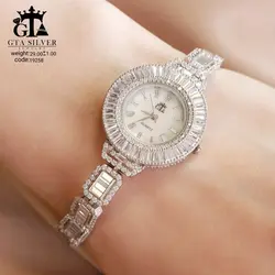 ساعت نقره زنانه 925 طرح جواهر روکش طلا سفید کد 19258
