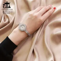 ساعت نقره زنانه 925 طرح جواهر روکش طلا سفید کد 19258