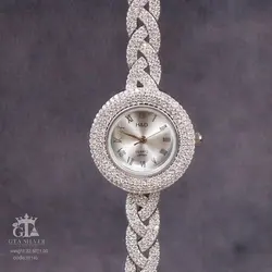 ساعت نقره زنانه طرح بافت با آبکاری رادیوم عیار 925 کد 19140