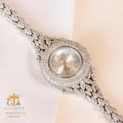 ساعت طرح طلا سفید نقره عیار 925 پرنگین و مجلسی کد 19139
