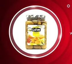 زیتون سبز باهسته 2250 گرم لوراس Loras