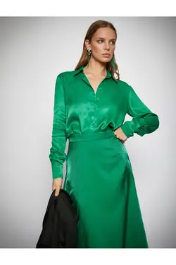 Melis Ağazat X – پیراهن ساتن آستین بلند - یاری شاپ