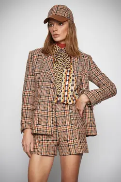 Melis Ağazat X – کت توید دو سینه با جزئیات سنجاق سینه 3wak50064ew - یاری شاپ