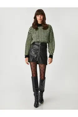 Rachel Araz X – Leather Look زیپ دار کمربند کوتاه دامن - یاری شاپ