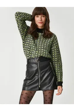 Rachel Araz X – Leather Look زیپ دار کمربند کوتاه دامن - یاری شاپ