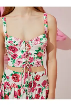 Rachel Araz X – تاپ تانک کراپ با کراوات گلدار - یاری شاپ