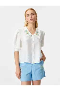 Rachel Araz X Koton – پیراهن آستین بادکنکی با یقه دوزی - یاری شاپ