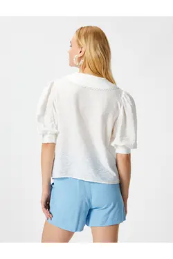 Rachel Araz X Koton – پیراهن آستین بادکنکی با یقه دوزی - یاری شاپ