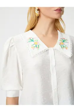 Rachel Araz X Koton – پیراهن آستین بادکنکی با یقه دوزی - یاری شاپ