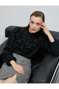 آستین بادکنکی پیراهن چهارخانه دار - یاری شاپ