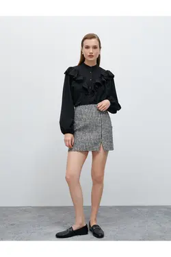 آستین بادکنکی پیراهن چهارخانه دار - یاری شاپ