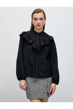 آستین بادکنکی پیراهن چهارخانه دار - یاری شاپ