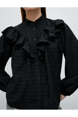 آستین بادکنکی پیراهن چهارخانه دار - یاری شاپ